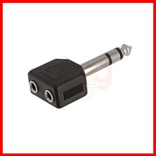 6.35mm Stereo Plug to 2 3.5mm Stereo Jack Adapter Converter 2-Way Y Splitter