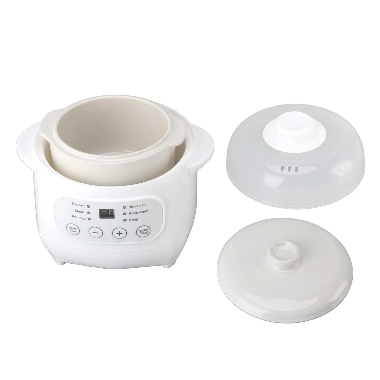 200W Mini Ceramic Stew Cooker, 1L Capacity Slow Cooker Porridge Soup Pot, Mul...