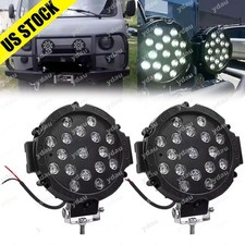 2x 7 Inch Round Led Driving Spot Lights 6500k Work Pods Off Road Fog Lamp Utv