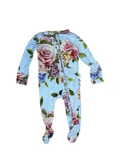 Posh Peanut Baby Girl Floral One Piece Size 6-9 Months Blue Footed
