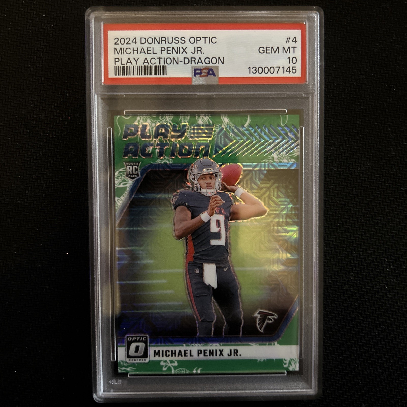 2024 PANINI DONRUSS OPTIC PLAY ACTION DRAGON #4 MICHAEL PENIX JR. RC /24 PSA 10