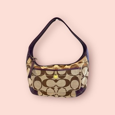 COACH Y2K Vintage Ergo Hobo Shoulder Bag Signature Canvas Purple