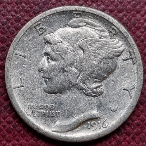 1916 S Mercury Dime 10c High Grade AU Details #96068
