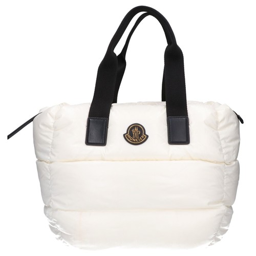 MONCLER CARADOC Quilted Nylon Tote Bag White / black / gold