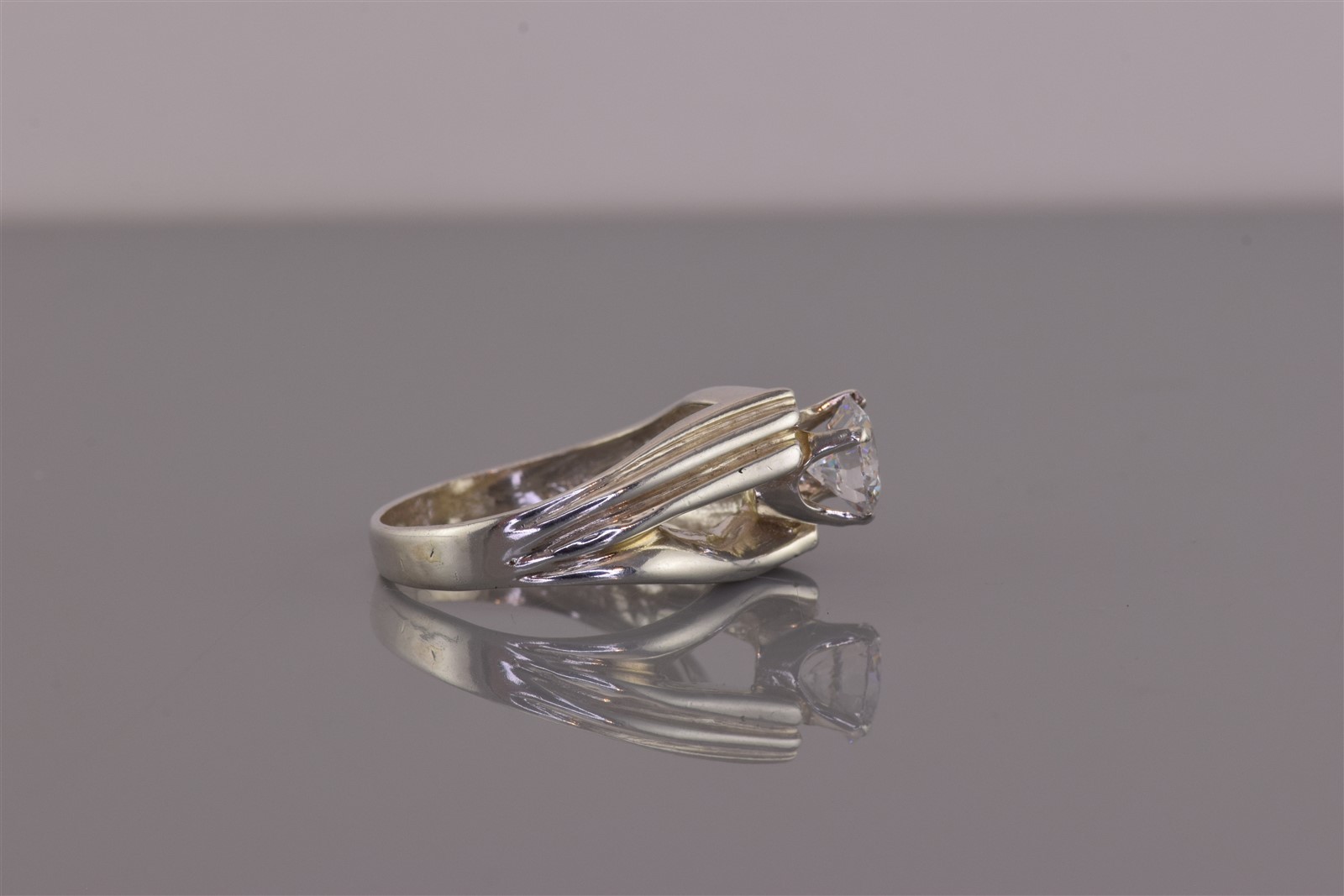 Diamonique Sterling Silver Cubic Zirconia Triple Split Rib Band Ring 925 Sz: 6