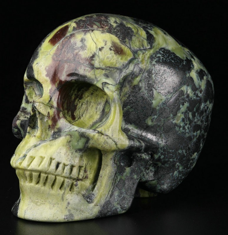 Calavera de cristal tallada en jaspe Hiso de 3,0", realista, cristal curativo