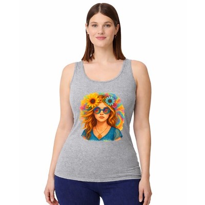 Hippie Flower Power Damen Trägershirt Tank Top Boho Peace Geschenk für Sie