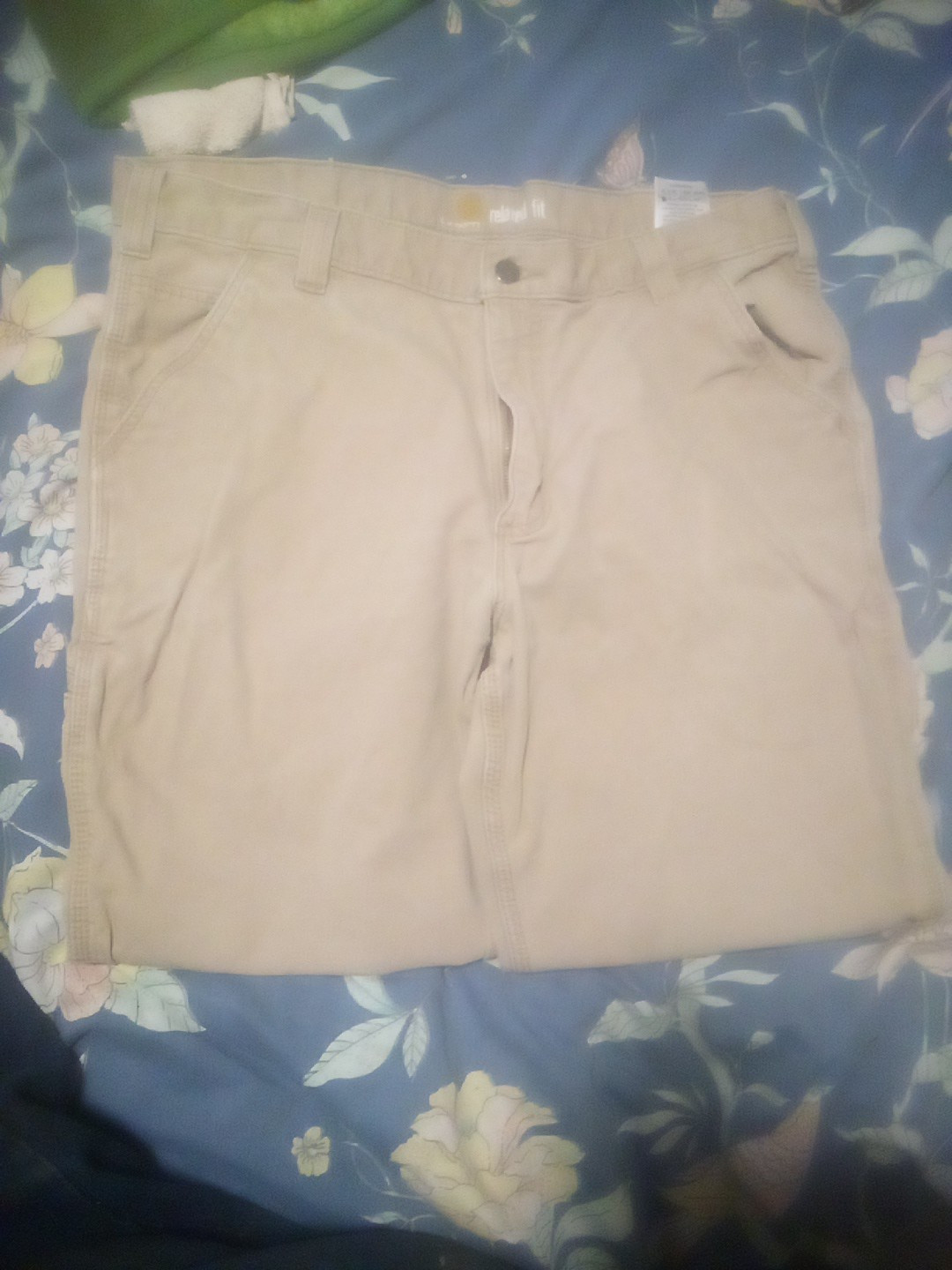 Carhartt Pants Mens 36x30 Beige Rugged Flex Relaxed Fit Canvas Workwear bn2291-m