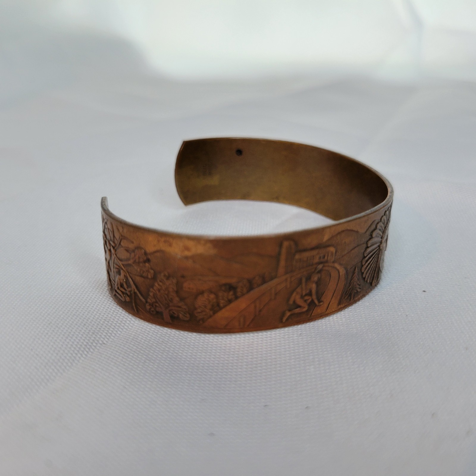 Vintage Cuff Bracelet Solid Copper Multi Scenic D… - image 2