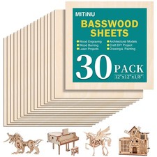 MITINU 30 Pack Basswood Sheets for Crafts,12"x12"x1/8" 3mm Thick 30PACK 