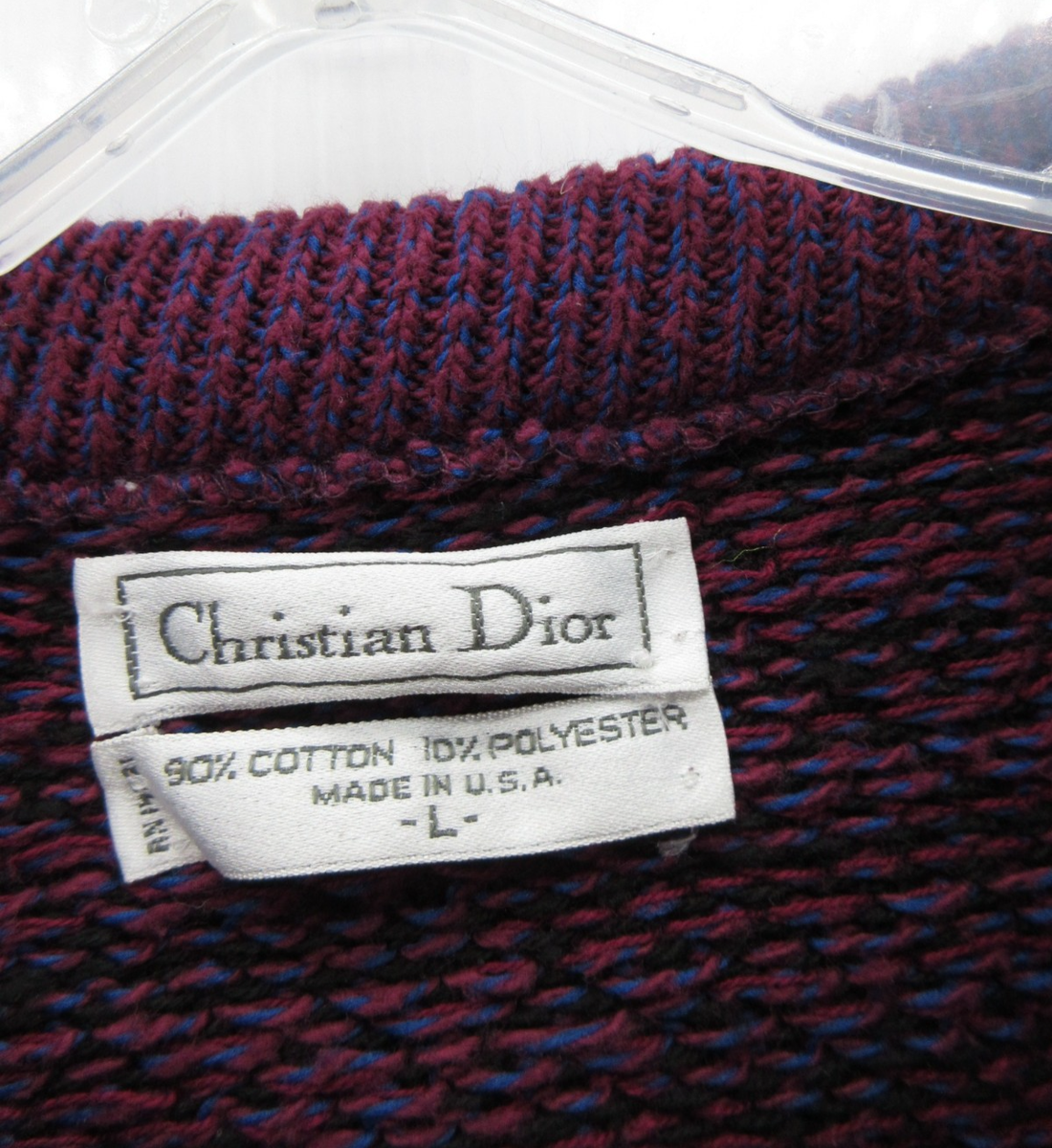 VINTAGE Christian Dior Sweater Men Large Purple Plum Pullover
