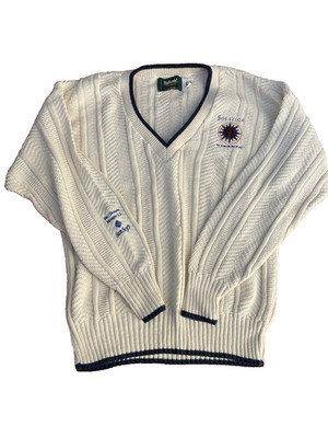 VINTAGE SUN SOFT SOLSTICE SITE MANAGER 2.3 EMPLOYEE CARDIGAN SWEATER LRG 1990s