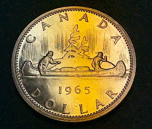 1965 Canada $1 Silver Dollar Coin .800 Fine Silver Coin