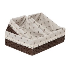 Woven Paper Rope Storage Basket Set with Handles  Liners of 3- Cube Organizers
