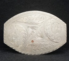 WC03146 REALLY AMAZING VINTAGE 1970s WESTERN STYLE FLORAL ARTWORK BELT BUCKLE