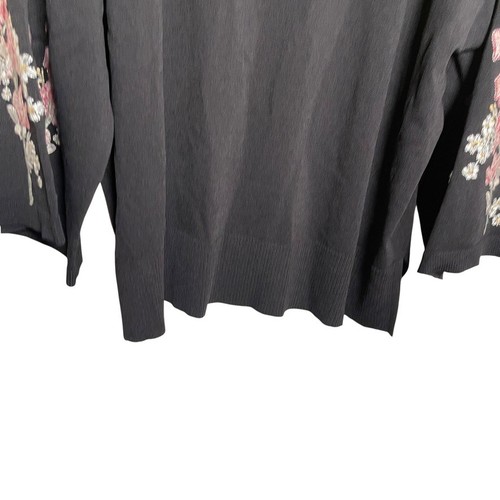 INC International Concepts Sweater Women's 1X Black Embroidered Floral Boho NWT - Picture 3 of 11