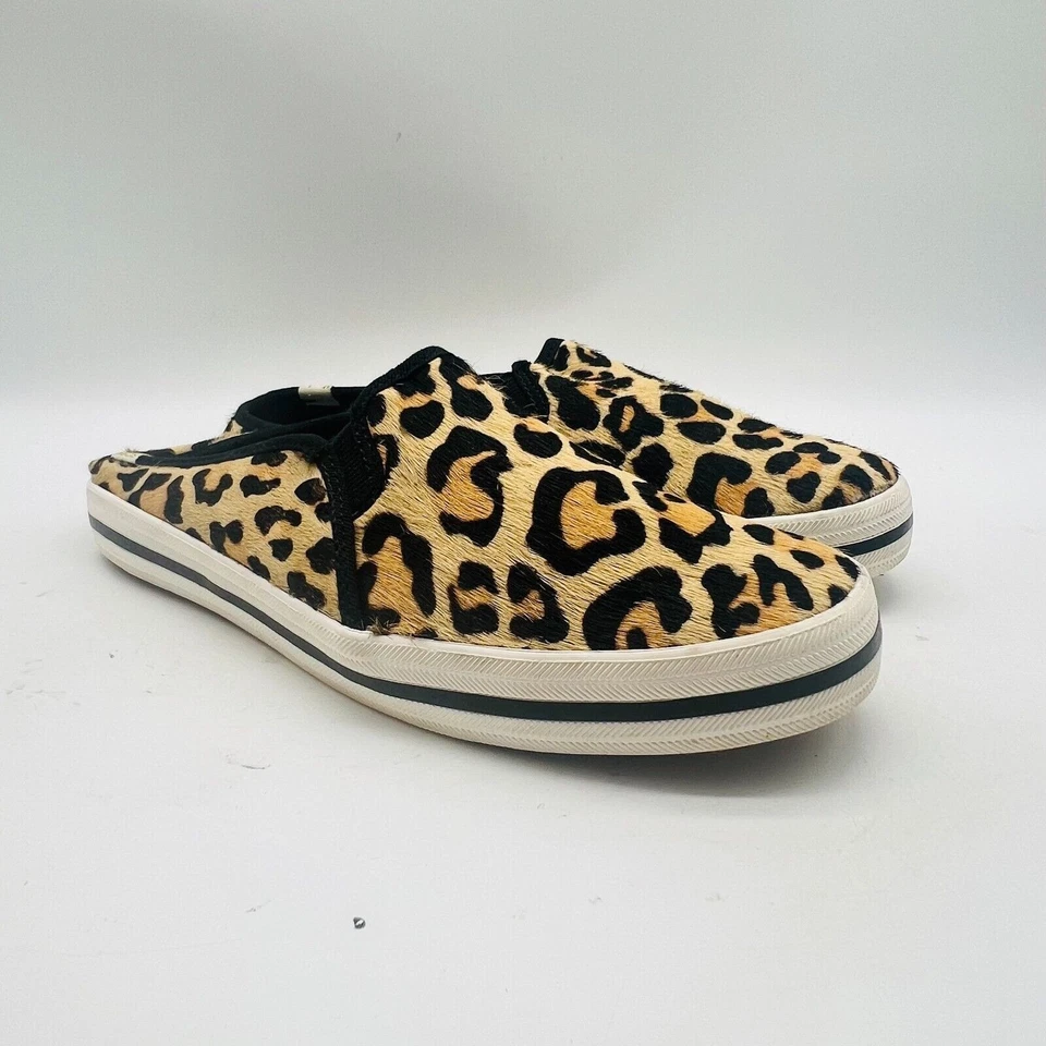 Keds Kate Spade Womens 7.5 Black Brown Sneakers Mules Animal Print Calf Hair - Image 3 of 4