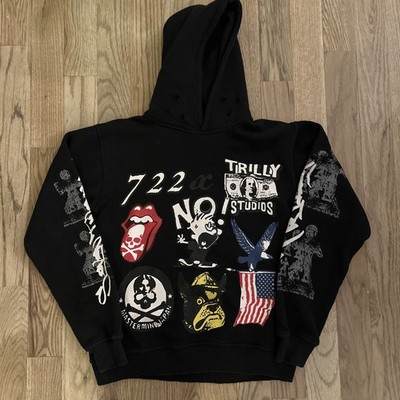 Mastermind Japan Rolling Stones Hoodie Distressed Men Small All Over Print