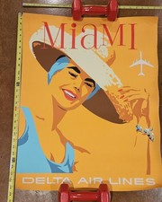 Original Delta Air Lines Travel Posters: Atlanta, Tampa & Miami -- Vintage Set