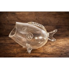 Large Vintage Hand Blown Art Glass Fish Vase Bowl Sculpture Mid Century Modern