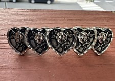 VTG Silver Tone Metal Heart Floral Barrette Hair Clip Made in France for Women