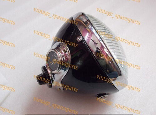 Phare Lucas Noir 7" - Pour Norton, BSA, Triumph - Modèle SSU700 - Original Halogène