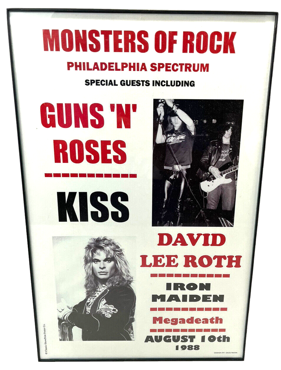MONSTERS OF ROCK 1988 Philadelphia CONCERT POSTER Guns N Roses