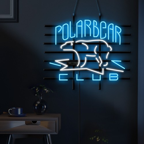 24"x20"Polar Bear Neon Sign Light Store Wall Decor Handmade Real Glass Tube Gift - Picture 2 of 2