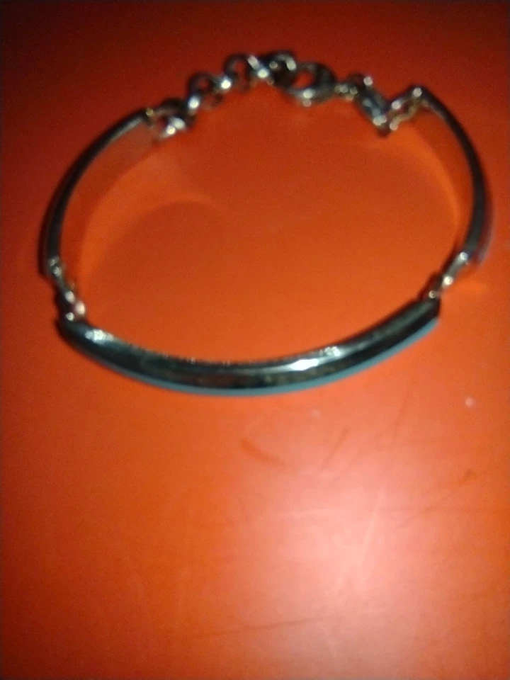 Brazalete Brazalete Acero Esmalte Azul Tono Oro Fósil Foto 3 de 4