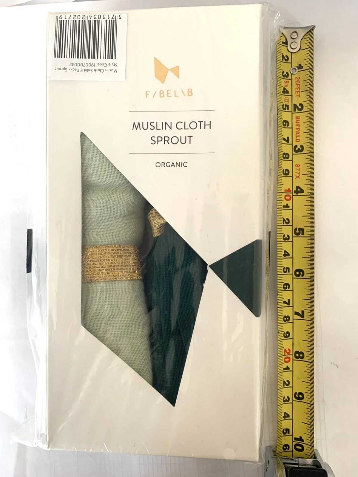 muslin organic 60x60, 2 pieces, Fabelab, Denmark, Green, And Light Green