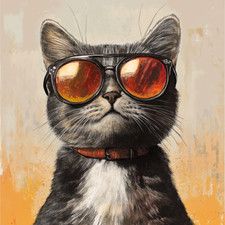 Wall Decal Sticker Cat with Sunglasses Wall Sticker 18X18cm Large