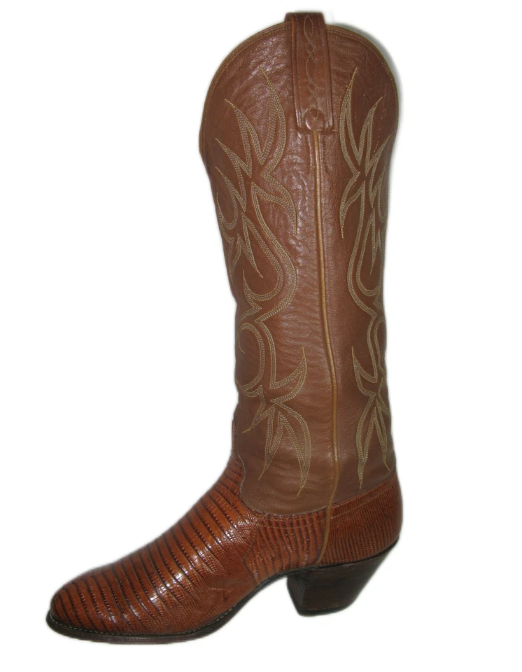 Botas caubói faroeste lagarto exótico vintage J. Chisholm tamanho 6 M marrom feitas nos EUA - Imagem 3 de 4