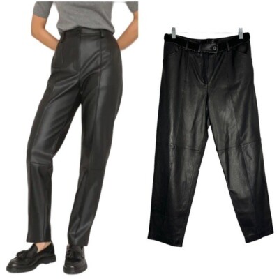 THAKOON Addition Women s Black Matrix Lambskin Leather Pants Size 4