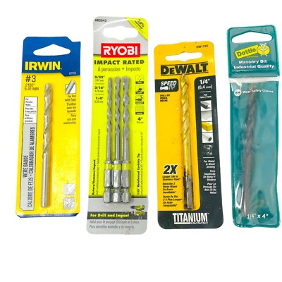 6 pcs Assorted Irwin 81103, Ryobi AR2043, DeWalt DW1316, Dottie Drill Bits