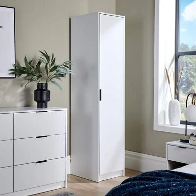 HOME SOURCE Wardrobe 1 Door Space Saving White Bedroom Home Furniture Clothing Storage Unit