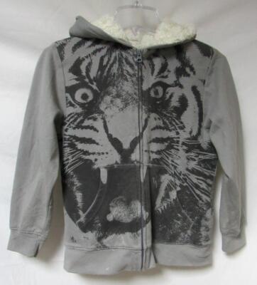 Full Zip Tiger Graphic Youth Size Medium (8) Sherpa Lined Hoodie C1 4180