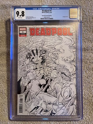 Deadpool # 1 , CGC 9.8 , Ltd 1:1000 Remastered Sketch Variant , Rob Liefeld !