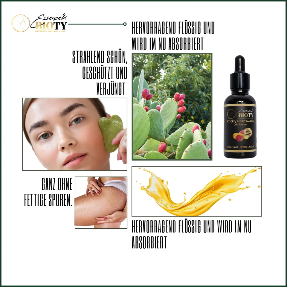 Kaktusfeigenkernöl Bio - Natürliche Pflege 100% rein & kaltgepresst. Anti-Aging, - Bild 3 von 4