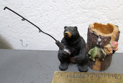 black bear fishing pole B'n'M Widow 4-Section Telescopic Ready Rig, 13' reinforced joints Fishing Bear figurine, Black Bear