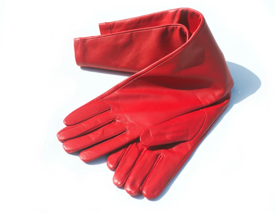 Women Winter New Real Sheep Leather Plain Style Elbow Long Gloves Multi Colors - Image 4 of 4