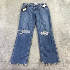 PAIGE Jeans Womens 27 Noella Relaxed Straight Leg Jean Destructed Denim A45