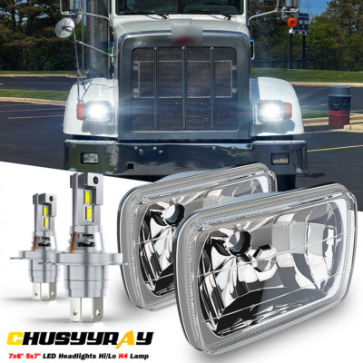 2x 5x7 7x6'' LED Headlights DOT Hi-Lo Beam Fit Peterbilt 365 367 2008-2017 Truck