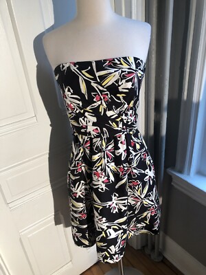 MILLY FIT & FLARE STRAPLESS PARTY DRESS-SIZE12-BLACK WITH WHITE, RED  DESIGN-NWOT | eBay
