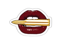 Biting Bullet Sticker Decal Lips