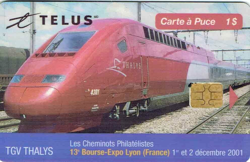 CardEx 2001 Telus Canada Phonecard TGV Thalys Les Cheminots Philatélistes MINT