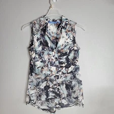 Simply Vera Vera Wang Tie-Dye Sleeveless Blouse PM Flowy Ruffle Front