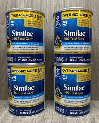 LOT OF 4 Similac 360 Total Care Non-GMO Infant Formula w/Iron 30.8oz Ex 01/2026+