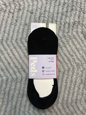 New Sz 8-12 Women Peds Black Low Cut Cushion Liner Socks 3 Pair