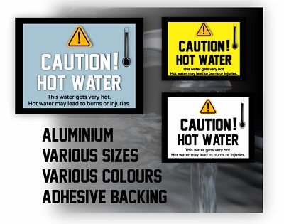 ACHTUNG WARMWASSERHAHN WARNUNG Hotel B&B Schild Alu selbstklebend modern neu