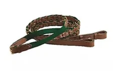 Tory Cross Country Reins Oakbark Leather/Green Web